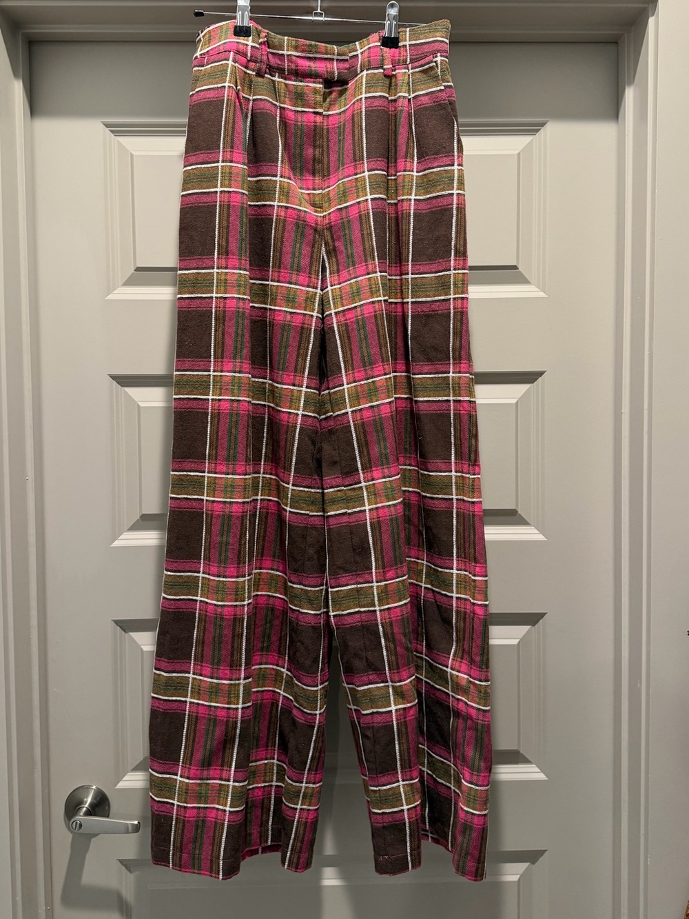 Dressed in LALA Lovers Lane Plaid Wide Leg Trousers in Pink - Picture 4 of 5